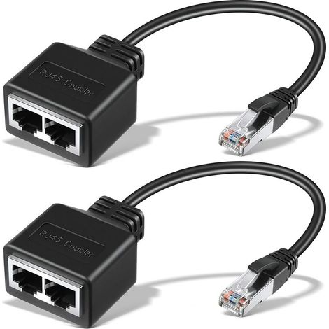 Tigrezy RJ45-Ethernet-Kabel, 2 Stück, Netzwerkadapter, Ethernet-Splitter-Adapter, Ethernet-Verlängerung, Dual-Netzwerk-Splitter, passend für Cat5, Cat5e, Cat6, Cat7, LAN-Adapter, Buchsenanschluss, Dev