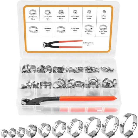 Collier de Serrage avec pinces 304 Tuyau Clips 6-286mm Ajustable en Utilisant d'eau 115 pièces 28.6mm Acier Inoxydable (1/5)