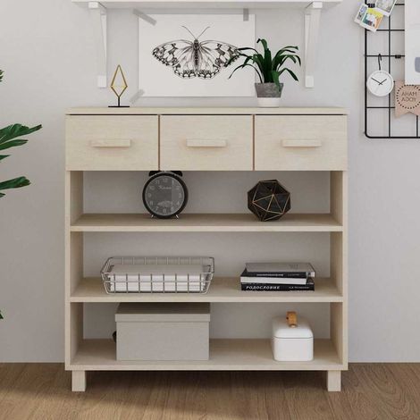 vidaXL Mesa consola HAMAR madera maciza pino marrón miel 90x35x90 cm (1/5)