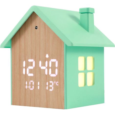 iTotal - Birdhouse Alarm Clock - Pastel Green - 11.5 x 9.8 x 11 cm