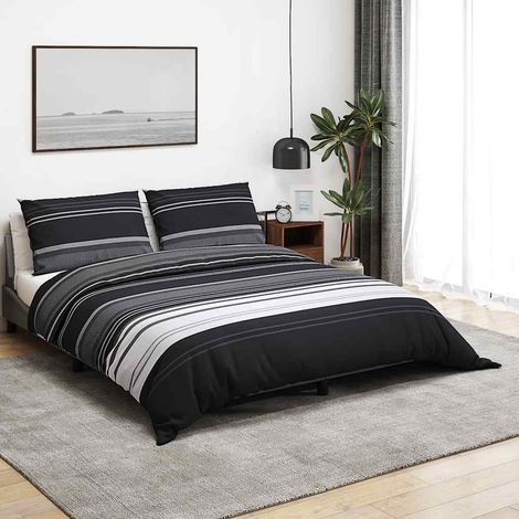 Parure de lit noire et blanche, 200 x 200 cm, coton