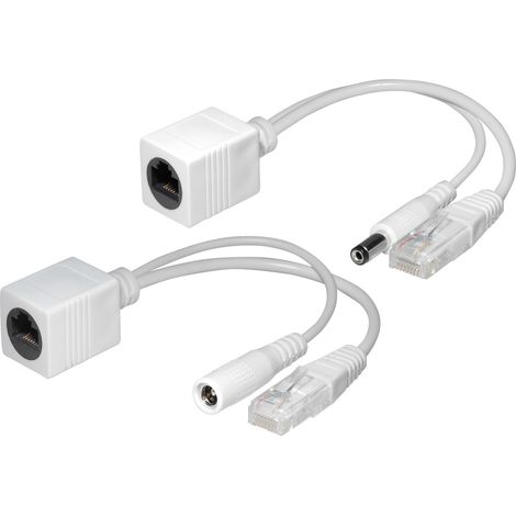 Poe adapter set (power over ethernet) to supply with power ip cameras, routers and other devices via the ethernet cable. (1/5)