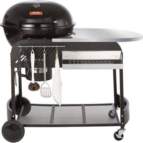 VEVOR 21 inch Portable Charcoal Grill, Propane Gas Kettle Grills with Cover and Cart, Heavy Duty Iron BBQ Grill, Freestanding Smoker for Outdoor Cooking, Barbecue Camping, Picnic, Backyard Black (1/5)
