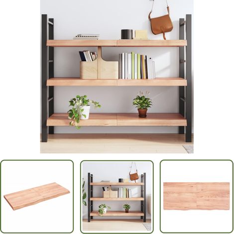 The Living Store Wandregal Hellbraun 140x60x(2-6) cm Massivholz Eiche Behandelt - Wandregal - Eichendielen - Holzmöbel - Landhausstyle - Regal Hellbraun (1/5)