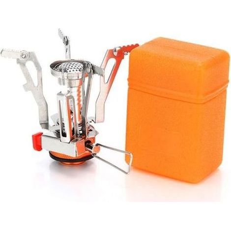 Réchaud de camping portable avec allumage piézoélectrique et support stable, idéal pour la cuisine en plein air et le camping. (1/5)