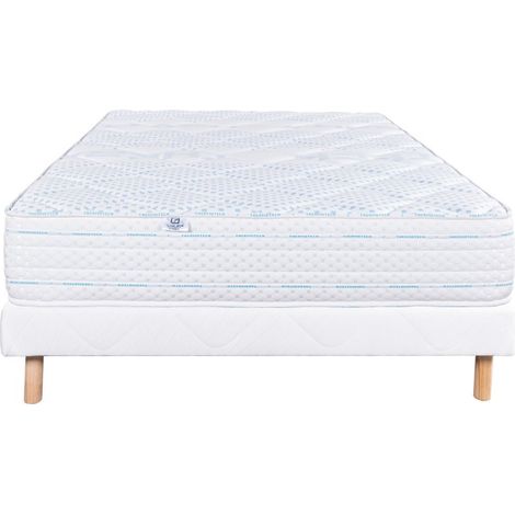 Ensemble Matelas Thermotec (24 cm), mousses haute densité, ferme, face été/hiver et Sommier blanc (13cm), 90x190cm (1/5)