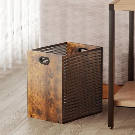Poubelle en Bois, 17 Litres Sans Couvercle, poubelles de bureau avec Poignées Doubles, Poubelle de cuisine (1/5)