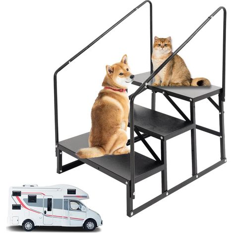 Marchepied antidérapant pour Camping-Car, Spa avec Mains courantes, 3 marches pour Caravane, Camping, Camping-Car, escalier Portable pour remorque de Voyage (1/5)