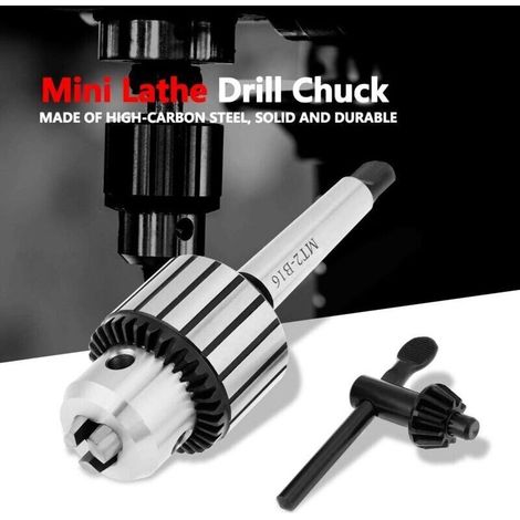 Mandrin à clé MT2 B16 pour tour métaux - 1-13mm - Acier carbone - Taraudage/alésage précis - Professionnel (1/4)