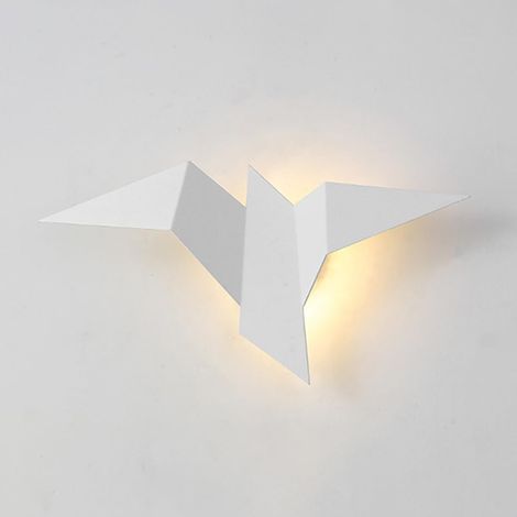 Origami goéland forme applique murale, applique murale en métal pour oiseaux, décoration de fond de salon applique murale, lampe murale LED moderne 2W, lumière chaude (1/4)