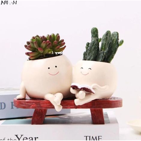 Pot fantaisie en résine – Design original – Pour succulentes ou cactus – Déco maison et jardin (1/5)