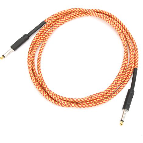 Câble Guitare Blindé Anti-Interférence avec Connecteurs Nickelés pour Guitare Électrique (Orange) (1/5)