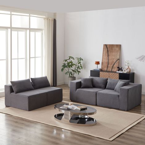 Sofá modular seccional en forma de L de pana de 264 cm (104 pulgadas), conjunto de sofá de lujo para el suelo, muebles tapizados para interiores, sofá comprimido relleno de espuma para sala de estar y