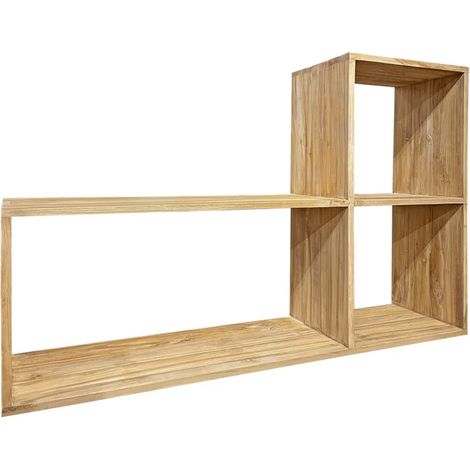 Etagère en "L" 3 cases 92 x 137 cm en bois de teck massif - TETRA (1/5)