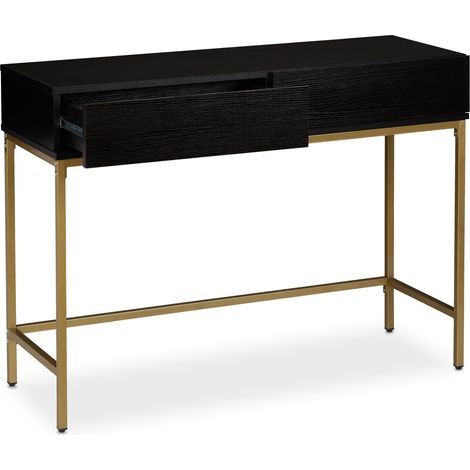 Tavolo console stretto pratico corridoio 100 x 30 x 75 cm in metallo nero 130009048