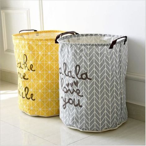 2pcs Panier à Linge en Tissu de Coton 40x50cm Multifonction de Paniers Pour rangement (1/4)