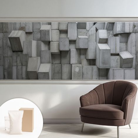 Papier peint intissé classique moderne pour salon et chambre à coucher Décoration rapide avec colle Blocs de béton 250x104 cm (1/5)