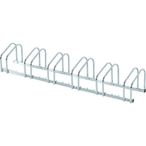 Râtelier 6 vélos range-vélos support de rangement pneu 65 mm sol ou mural pour VTT enfants BMX 179 x 33 x 27 cm acier argent