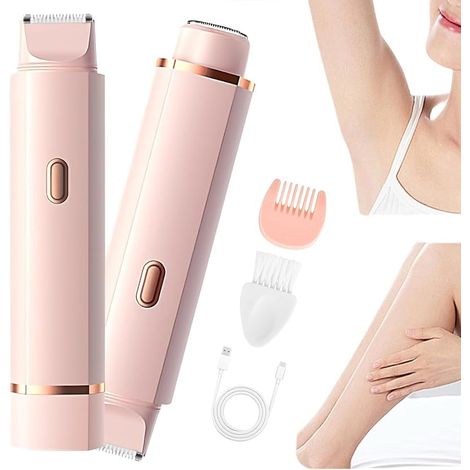 Intimrasierer für Damen, elektrischer Haartrimmer mit zwei Scherköpfen, 2-in-1 Nass-/Trockenrasierer, IPX7 wasserdicht, Intimrasierer für Gesicht, Arme, Beine, Körper und Bikinizone (1/5)