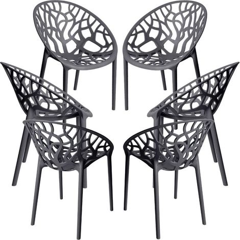 Packs Sillas Jardín - Pack 6 Sillas Nido - Gris oscuro (1/5)