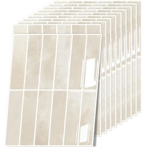 10 Pièces (K-beige-22.9x29CM) Credence Adhesive pour Cuisine Bain, 3D Dalle PVC Adhesive Murale, Sticker Carrelage Autocollant Mural, Carrelage Adhesif Mural pour Cuisine Salle de Bain (1/5)