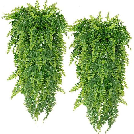 Plante artificielle suspendue murale – Fougère de Boston réaliste, décoration intérieure/extérieure et mariage, 1 pièce, plastique haute qualité (1/5)