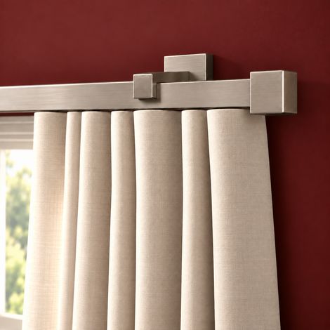 Kit tringle rail à rideau décoratif Argenté 200 cm - 20x20mm - Fixation plafond (1/5)