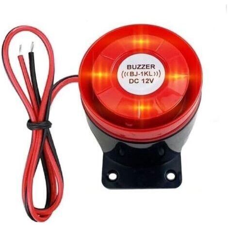 Mini Strobe Siren with DC 12V Cable, 120dB Sound Alarm System for Home Security, Red Flashing (1/4)