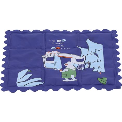 Tapis rafraîchissant propre et hygiénique, coussin de siège respirant à motif dessin animé pour l'été, maison ou dortoir, bleu marine (1/5)