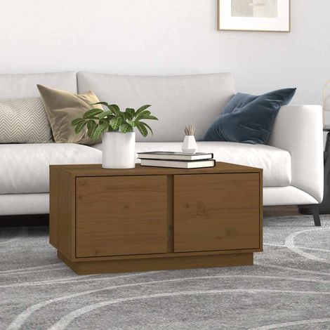 vidaXL Mesa de centro madera maciza de pino marrón miel 80x50x40 cm (1/5)