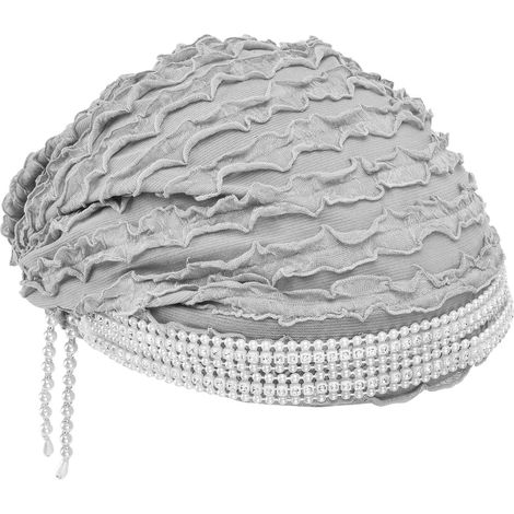 Elegantes, silbergraues Perlenstirnband für Damen mit atmungsaktiven Quasten für den Alltag, muslimische Produkte (1/5)