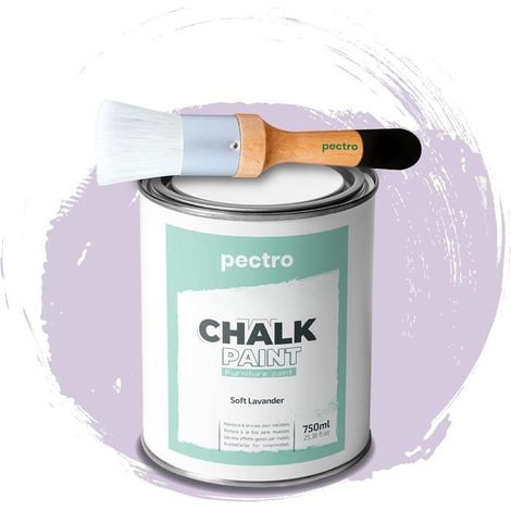 Peinture à la Craie - PECTRO - LAVANDE DOUCE - 750ml - Brosse en Bois - Finition Mat
