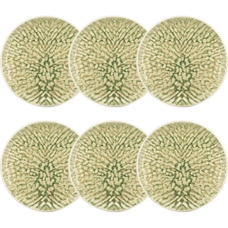 Lot de 6 assiettes à dessert en grès 20cm, JADE (1/4)