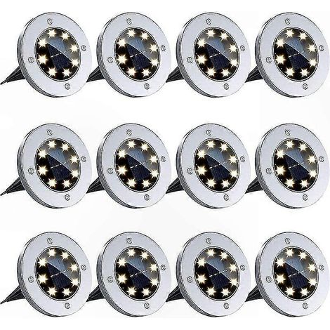 Wasserdichte Solar-Gartenleuchten, 8er-Set LED-Einbaustrahler, IP65-Außenleuchten für Rasenflächen und Terrassen (1/5)