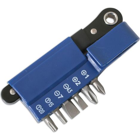 Mini cricchetto e inserti con clip con 6 inserti (8 pezzi)