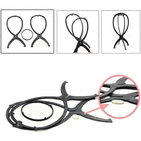 Ensemble de cintres pliables noirs résistants pour perruques (6 pièces) (1/5)