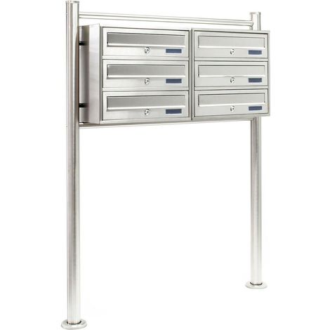 Blocco 6 cassette postali a piedi 2x3 scomparti sovrapposti acciaio inox 160000044