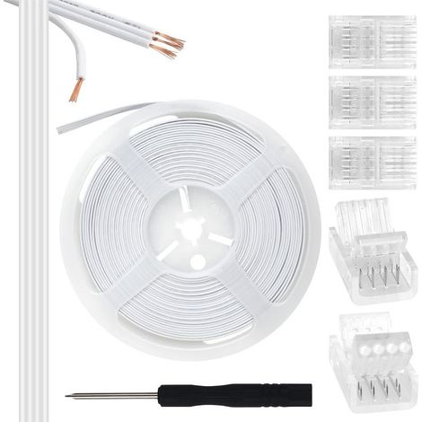 Kit de Connecteur de Bande LED RGB 4 Broches 10 mm, 5 Packs de Connecteurs de Bande de Cristal avec Tournevis et Câble de 10 m Pour Bande Lumineuse LED 10 mm RGB 5050 2835 (1/5)