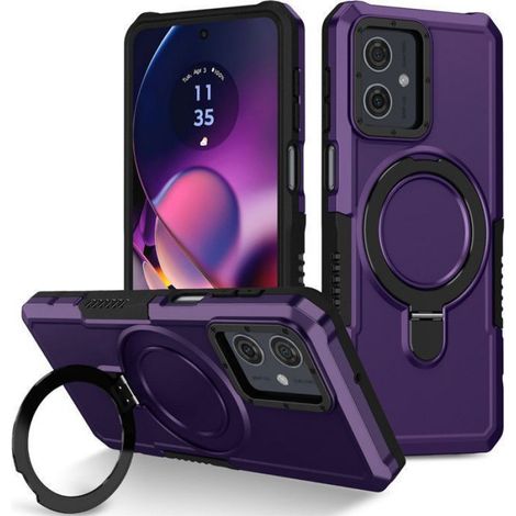 Coque Antichoc - Pour Motorola Moto G54 - Support Pliable Dos - Protection Quatre Coins - Coussin D'air - Violet Foncé - 1 Pièce (1/5)