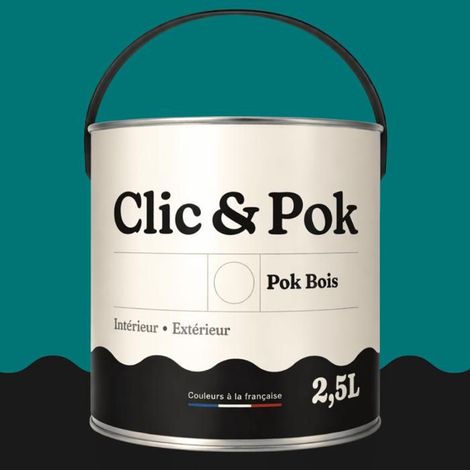 Peinture Bois Extérieur – POK BOIS - 2,5L - RAL 5021 - Bleu d’eau- Résistante aux intempéries - Ne s'écaille pas