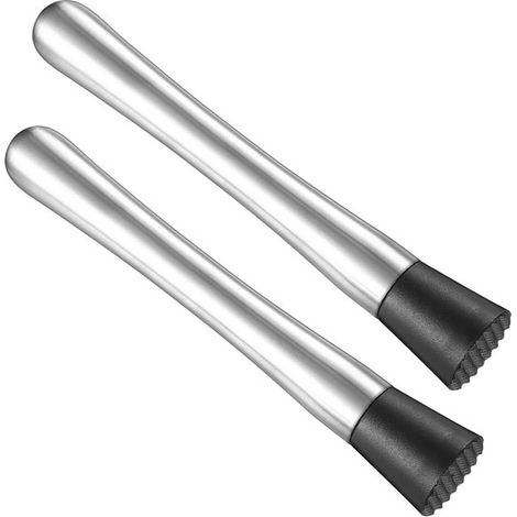 2 morteros de acero inoxidable para cócteles - Machacador de cócteles - Mezclador triturador de hielo - Perfecto para bebidas de bar y zumos (1/5)