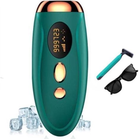 Épilateur laser avec refroidissement, 2 modes, 5 niveaux d'énergie, pour femmes et hommes, corps, visage, aisselles, maillot, vert (1/5)