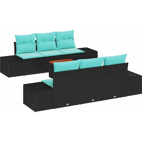 Garden Sofa Set 7 pcs Black Poly Rattan vidaXL (1/5)
