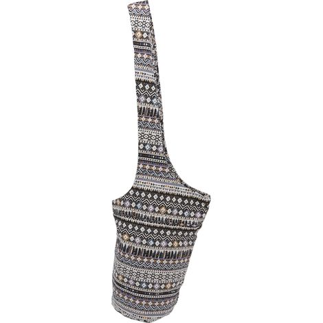 Sac de Rangement pour Tapis de Yoga en Toile Oxford, Porte-Mat de Yoga Bandoulière, Accessoires de Fitness Femme, Modèle Nordique Noir et Blanc (1/5)