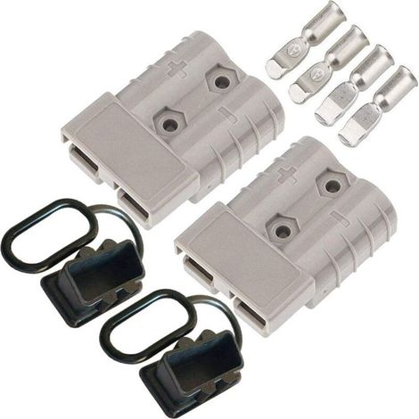 2 PCS Batterie Connecteur 600V 50A 50Amp Batterie Connexion Rapide Prise de Connecteur Pour Voiture Van Les Modes Moto (Gris) (1/4)