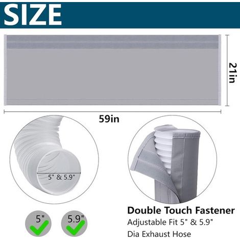 Housse isolante pour tuyau de climatiseur - gaine à double velcro pour tuyaux de 12,7 et 15 cm, gris (1/3)
