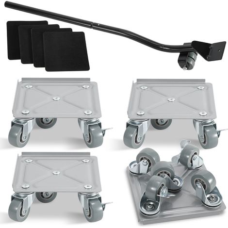 Swanew – Plateau roulant 4pcs lève-meubles acier 600 kg – 5 roulettes dont 2 verrouillables – Patins antidérapants pour protection meubles