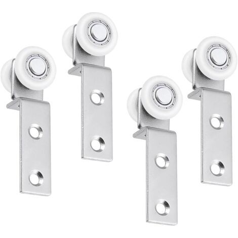 4 Pièces 20 mm Roulettes Porte Coulissante, Bloc de Poulie de Roulement En Métal de Tuyau de Courbure, Roulette Placard avec Deux Roues en Plastique pour Armoire (1/5)