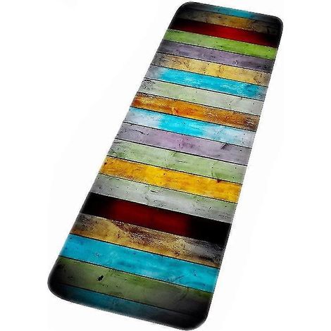 Wasserabsorbierende Badematte, bunte Holzdrucke, langer Absatz, Badezimmerteppich, Duschzubehör, Bodenmatte