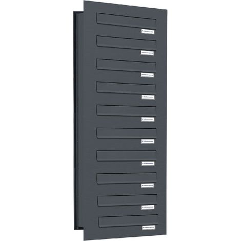 10er Briefkastenanlage für Mauerdurchwurf RAL 7016 Anthrazit (1/5)